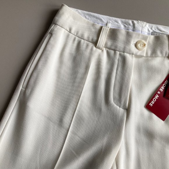 More & More White Winter Wide Leg Trousers, Cuffed Pants sz EU 34, XS to S - Picture 5 of 12